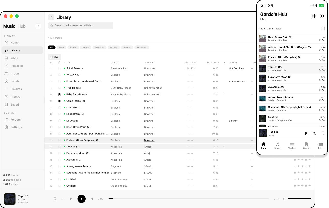 One catalog across desktop hub and phone companion